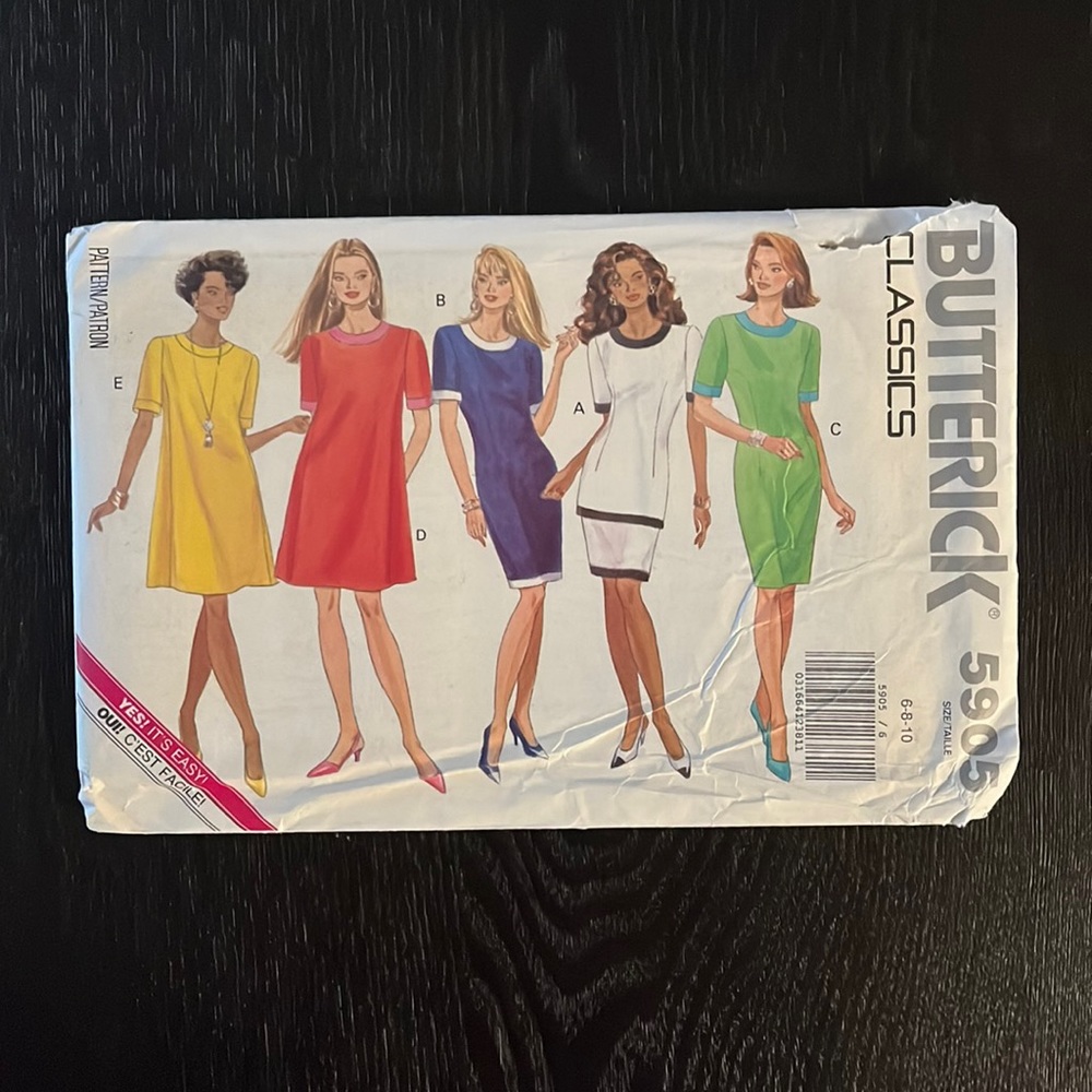 Vintage Dress, Top, and Skirt Sewing Pattern: Butterick